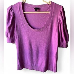 Ann Taylor Pink Fitted Short Sleeve Sweater Medium